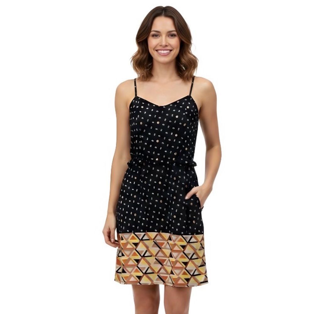 Xhilaration Spaghetti Strap Mini Dress Black Geometric Tribal Print Size Medium